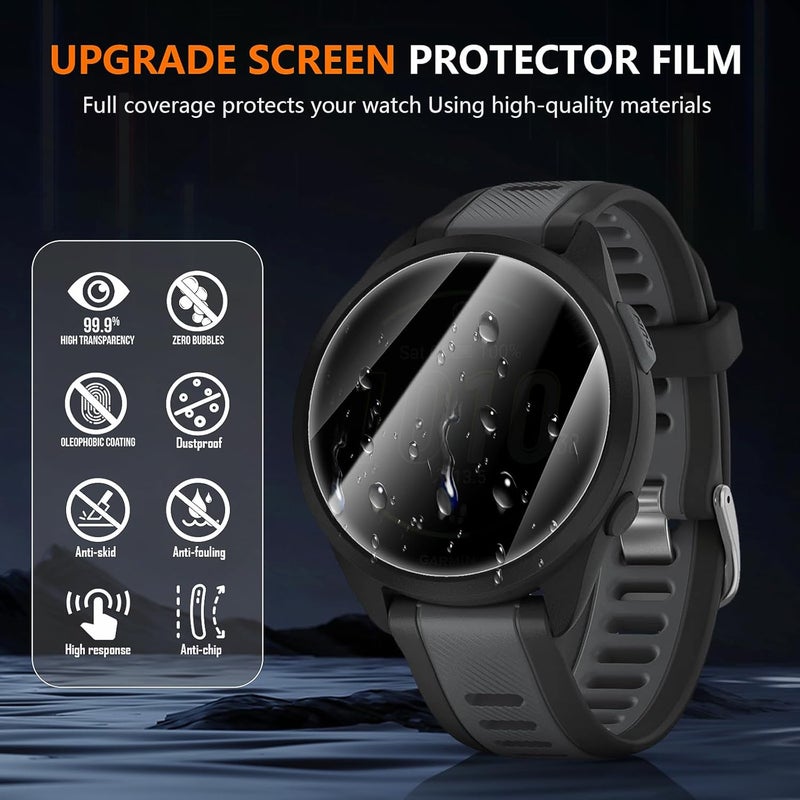 Suoman 3+2 Pack for Garmin Forerunner 165 Privacy Screen Protector, Charger Port +[Anti peeping] 9H Hardness Tempered Glass Screen Protective Film - Image 3